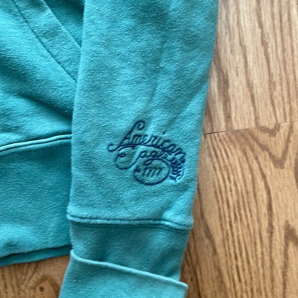 Y2K American Eagle sage green hooded sweatshirt  (Size xs) - Picture 3 of 4
